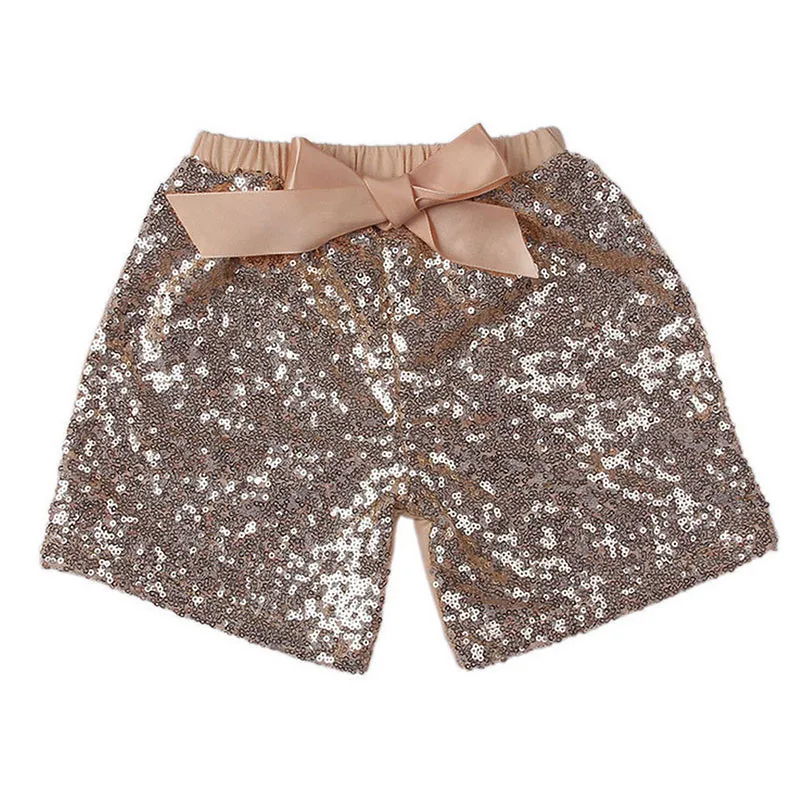 Fashion Infant Baby Girls Bow Party Shorts Bottoms Sequin Solid Regular Style High Waist Casual Shorts 5 Style Outfit 