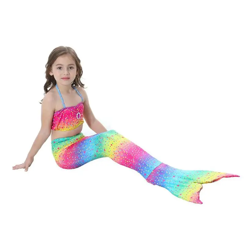 

Princess Fish Tail Swimsuit Kids Rhinestone Girls Glitter Bikini Set Children Split Swimsuit Beach Swimwear with Fin 2019 Beauty