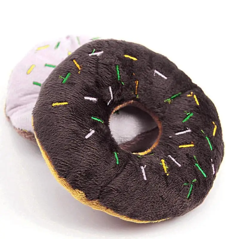 Забавный питомец жевательный плот Speelgoed Huisdier Producten Leuke Donuts Puppy Kat Piepend Piepende Pluche Geluid
