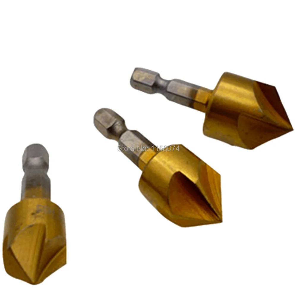 5pcs Hss Drill Countersink Set 12mm 16mm 19mm Chamfer Debur Countersink 1/4" Hex Shank. 90