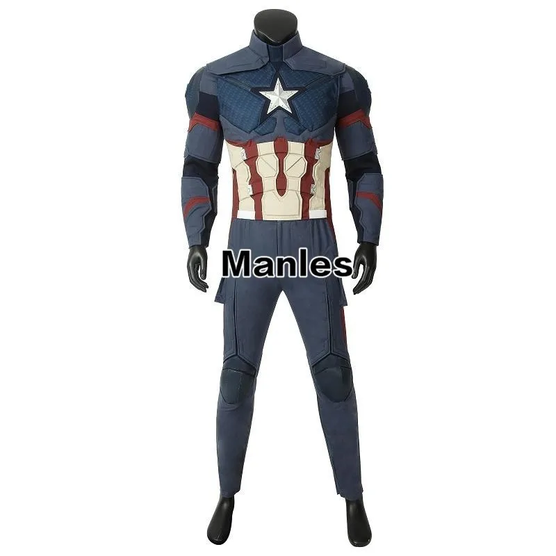 Avengers Endgame Captain America Costume Steven Rogers Cosplay Adult Halloween Christmas Carnival Party Only Jumpsuit Vest Glove