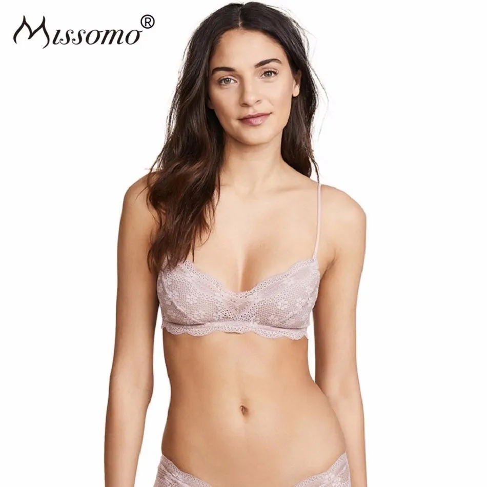 

Missomo Lace Women Bra Sexy Soft Simple Sexy Scallop Lace Translucent Stretch Lace Vintage Casual Ladies Bra Lingerie