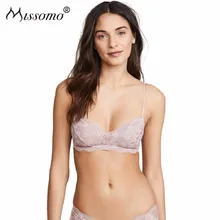 Missomo Lace Women Bra Sexy Soft Simple Sexy Scallop Lace Translucent Stretch Lace Vintage Casual Ladies Bra Lingerie