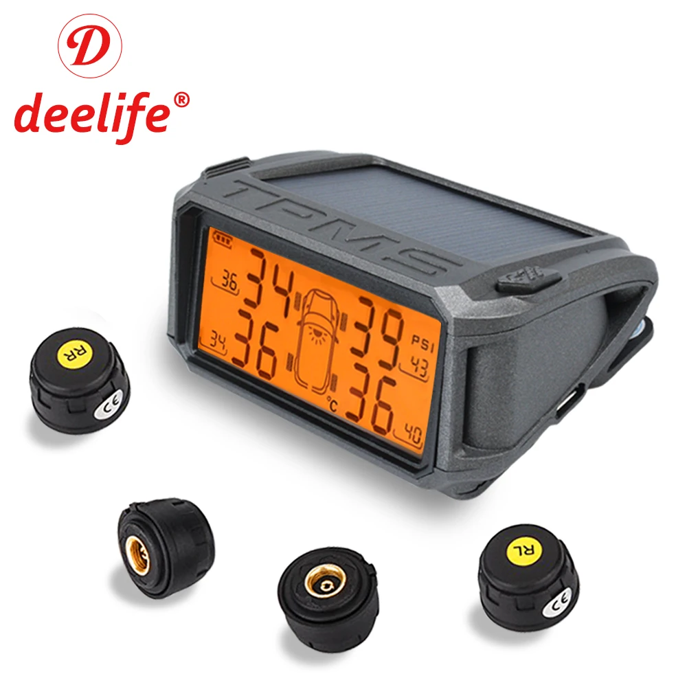 Deelife TPMS Car Tyre Pressure Monitoring System Solar Power Wireless ...