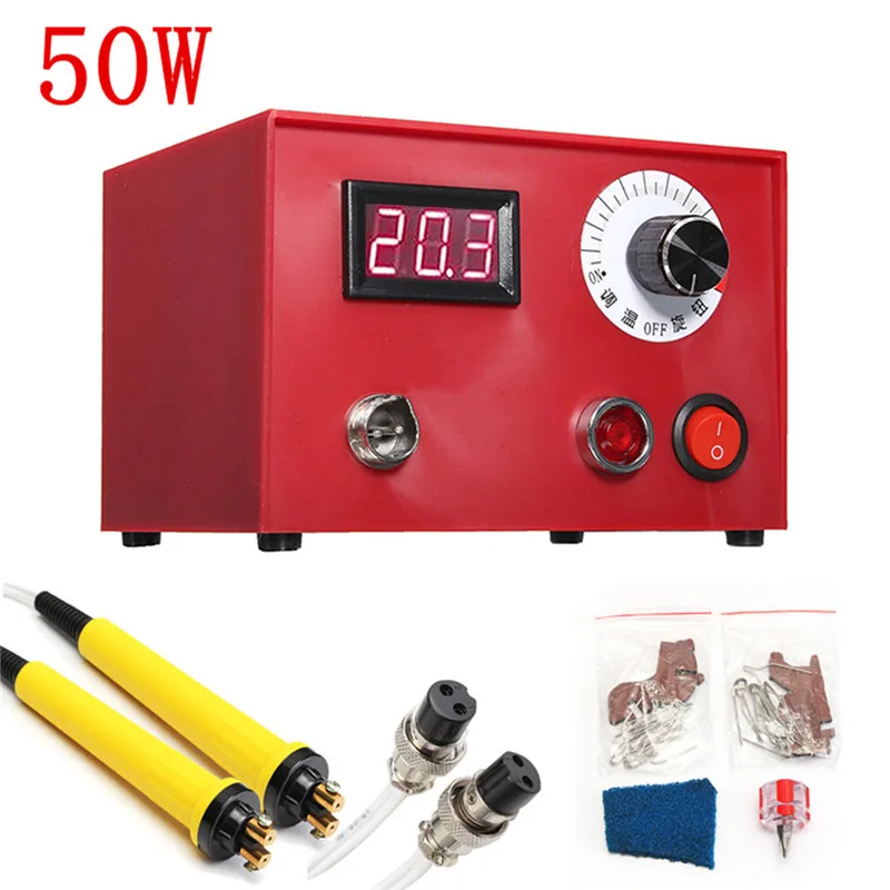 

220V 50W Digital Multifunction Pyrography Machine Gourd Wood Pyrography Crafts with 2Pcs Solder Pens for DIY Craft Working Tool