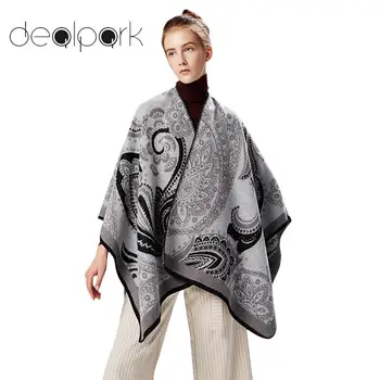 

2020 Autumn Winter Vintage Poncho Scarf Women Faux Cashmere Poncho Cardigan Sweater Cashew Nut Print Capes Shawl Scarf Outerwear