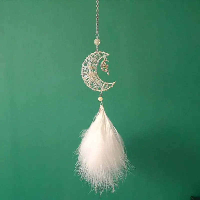 

New wall decoration elf feathers dream catcher delicate handcrafted mooncar pendant bedroom dormitory decoration creative gifts