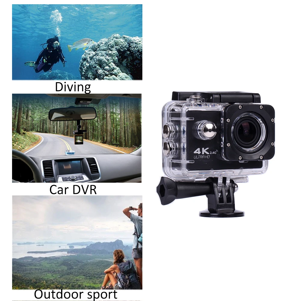 

Sports Action Camera Waterproof Outdoor Sport Camera Wide Angle WiFi 4K Ultra HD 720P DVR Cam USB Remote Control Action Camera