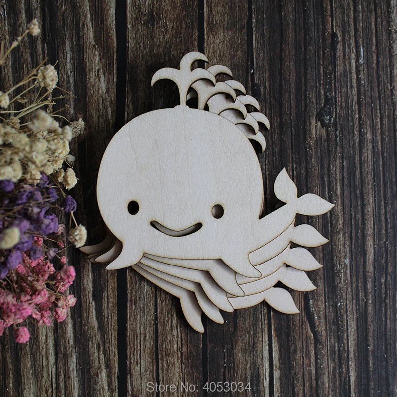 Sorridente Balena Di Legno A Forma Di, Non Verniciata Felice Forma Di Balena, Legno Di Trasporto Marittimo, Balena, Nautica Oceano Vivaio Whale Baby S