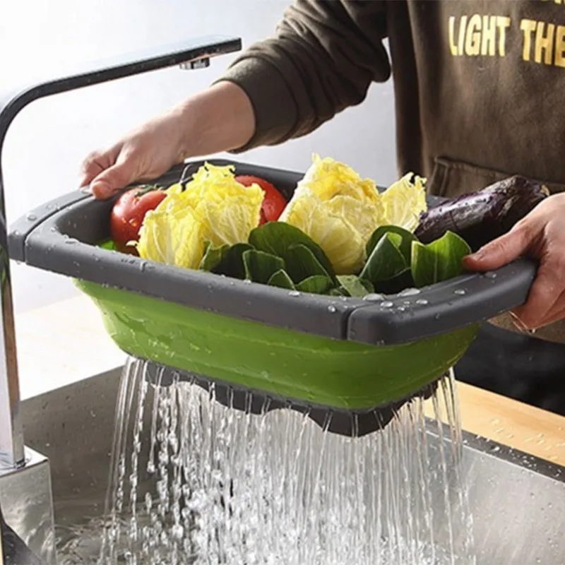 New Collapsible Water Filter Basket Kitchen Washing Fruit Vegetable