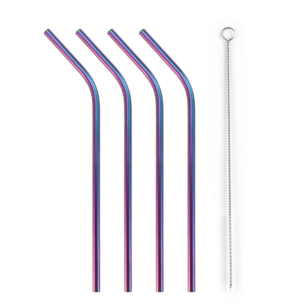 

4Pcs 8.5 inch Reusable Drinking Straw High Quality 304 Stainless Steel Metal Straw with Cleaner Brush For Mugs 20/30oz