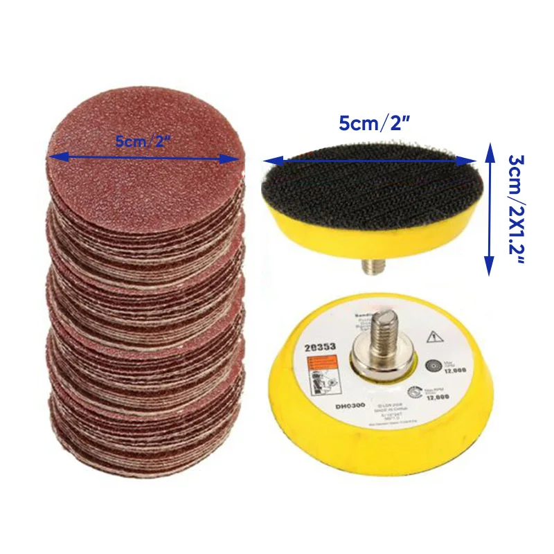 100 шт 5 см/2 ''шлифовальный диск + полировальная пластина + M6 Дрель адаптер