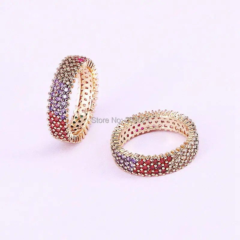 

5Pcs Latest Fashion Multicolor Rainbow Cubic Zircon CZ High Quanlity Gold color Finger Ring For Women Jewelry
