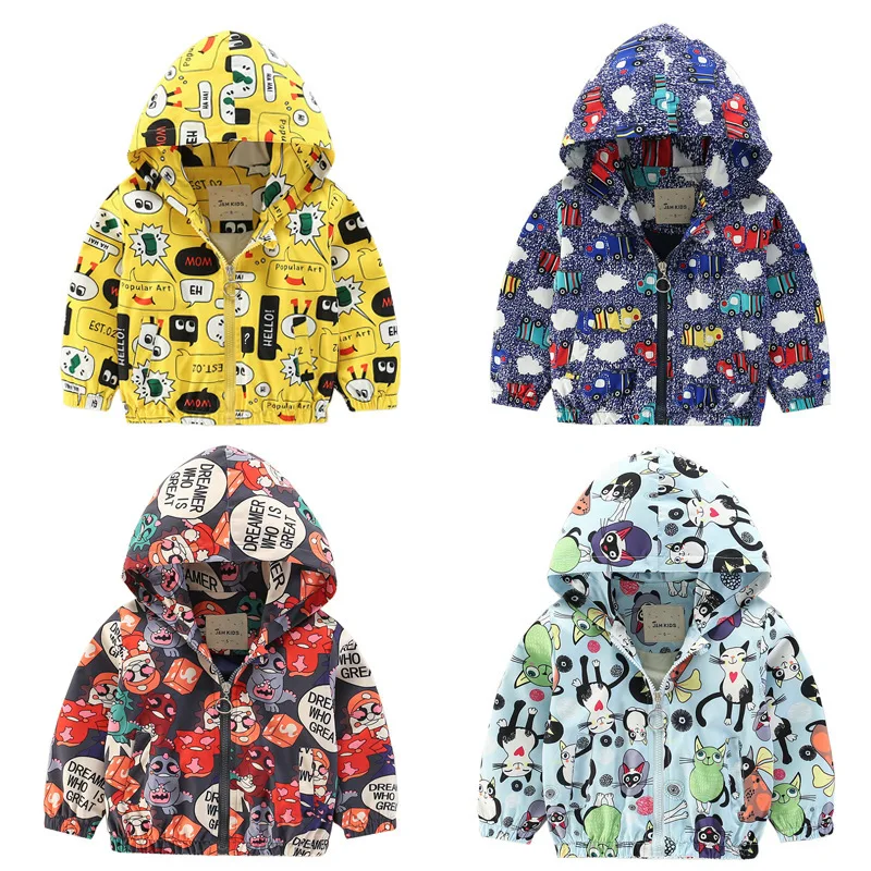 

Children Loose Coat 2019 Season Children's Garment Leisure Time Cartoon Printing Baby In Children Windbreaker