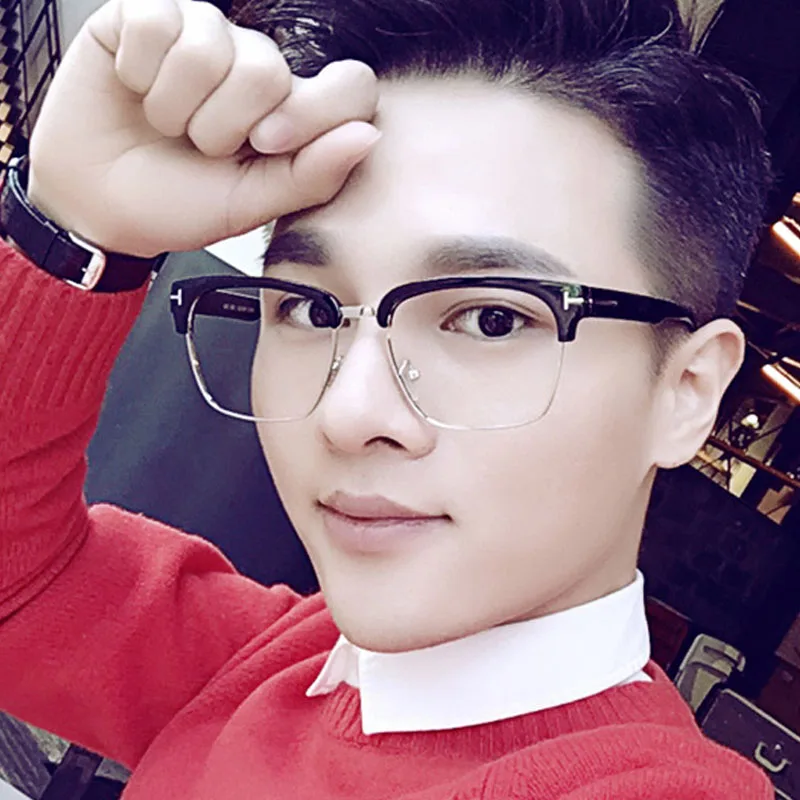 

iboode Glasses Frame Fashion Men Women Square Plain Mirror Eyebrow Computer Eyeglasses Anti-Fatigue Goggles Oculos Gafas De Sol