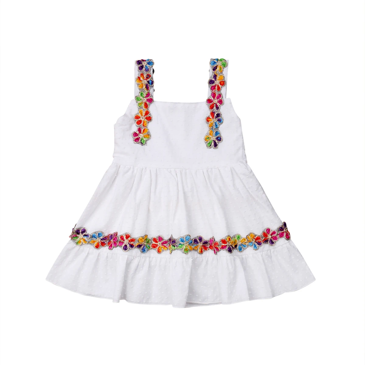 2019 Summer Toddler Kids Baby Girl Dress Sleeveless Flower Tutu Boho Princess Party Sundress