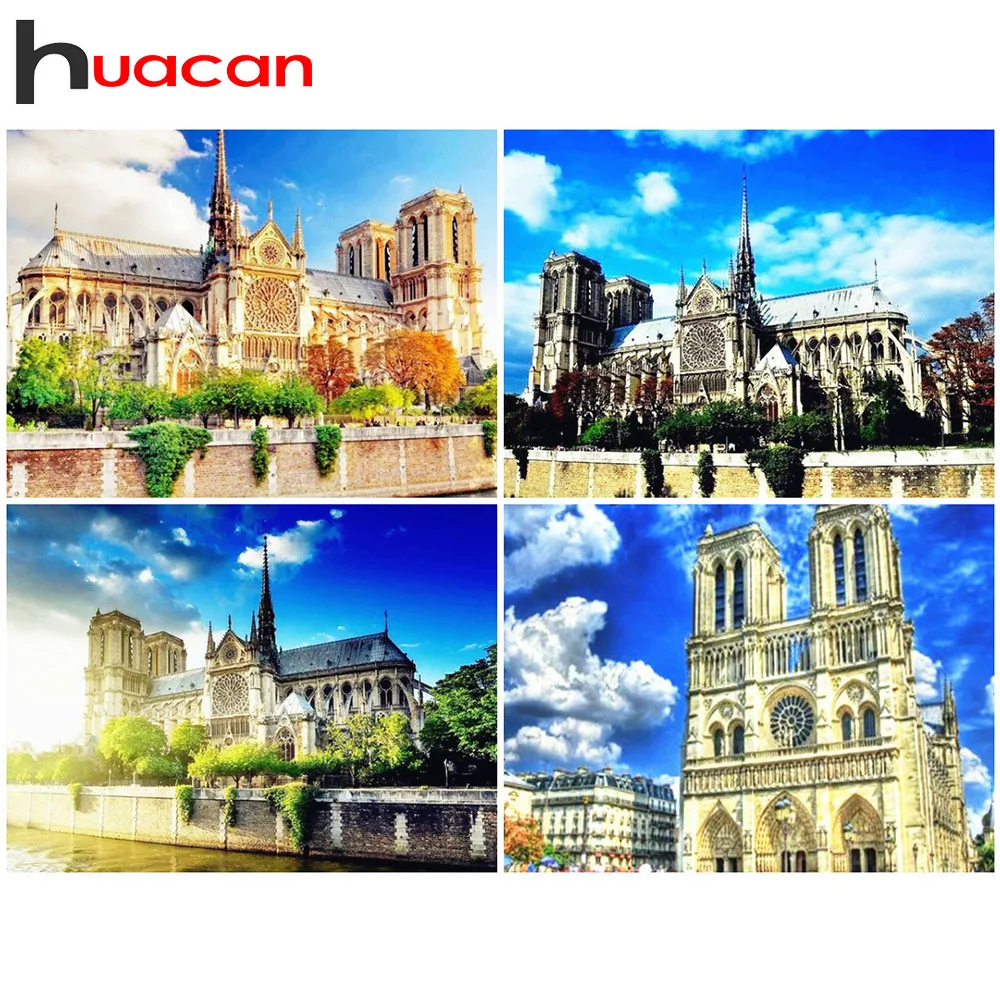 

Huacan 5d Diamond Painting Notre Dame De Paris Landscape Full Square Diamond Embroidery Sale Rhinestone Picture Diamond Mosaic