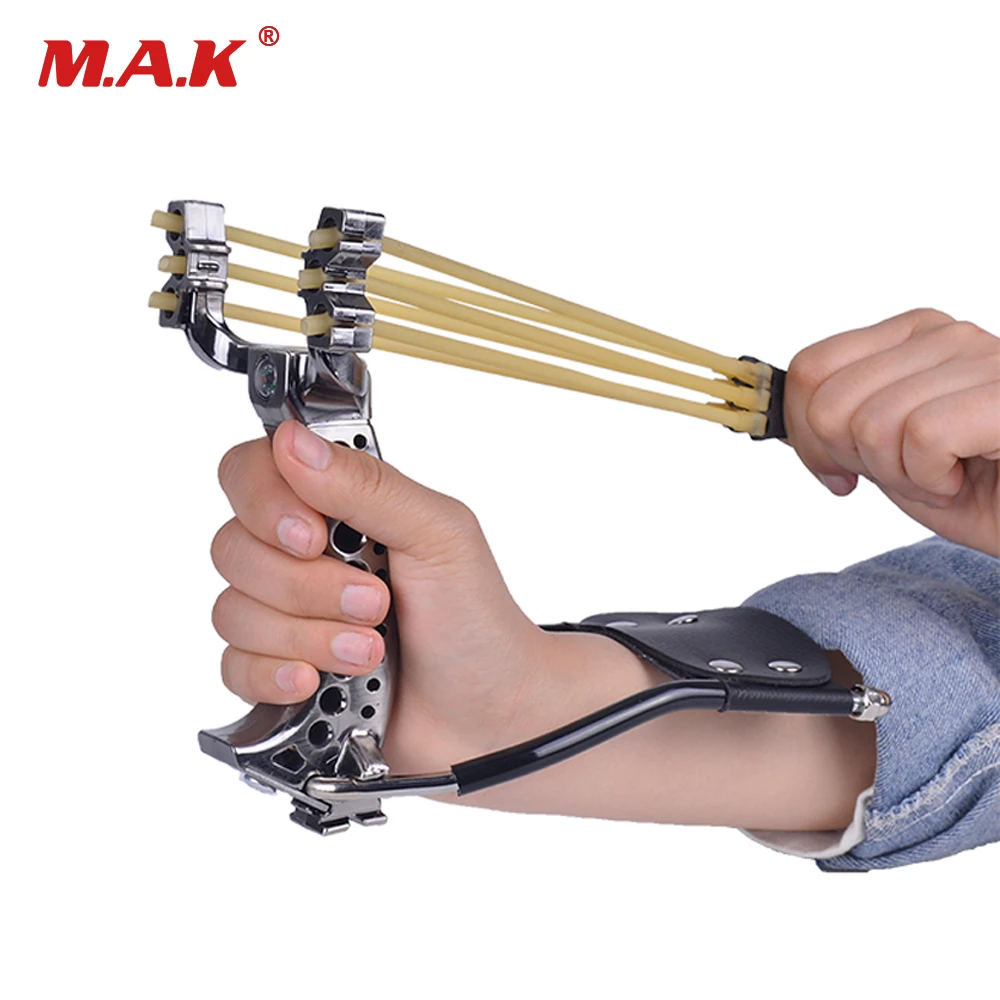 

Three Card Rubber Band Slingshot With Wrist Rest Rubber Band Steel Ball For Beginner Outdoor Practice Hunting