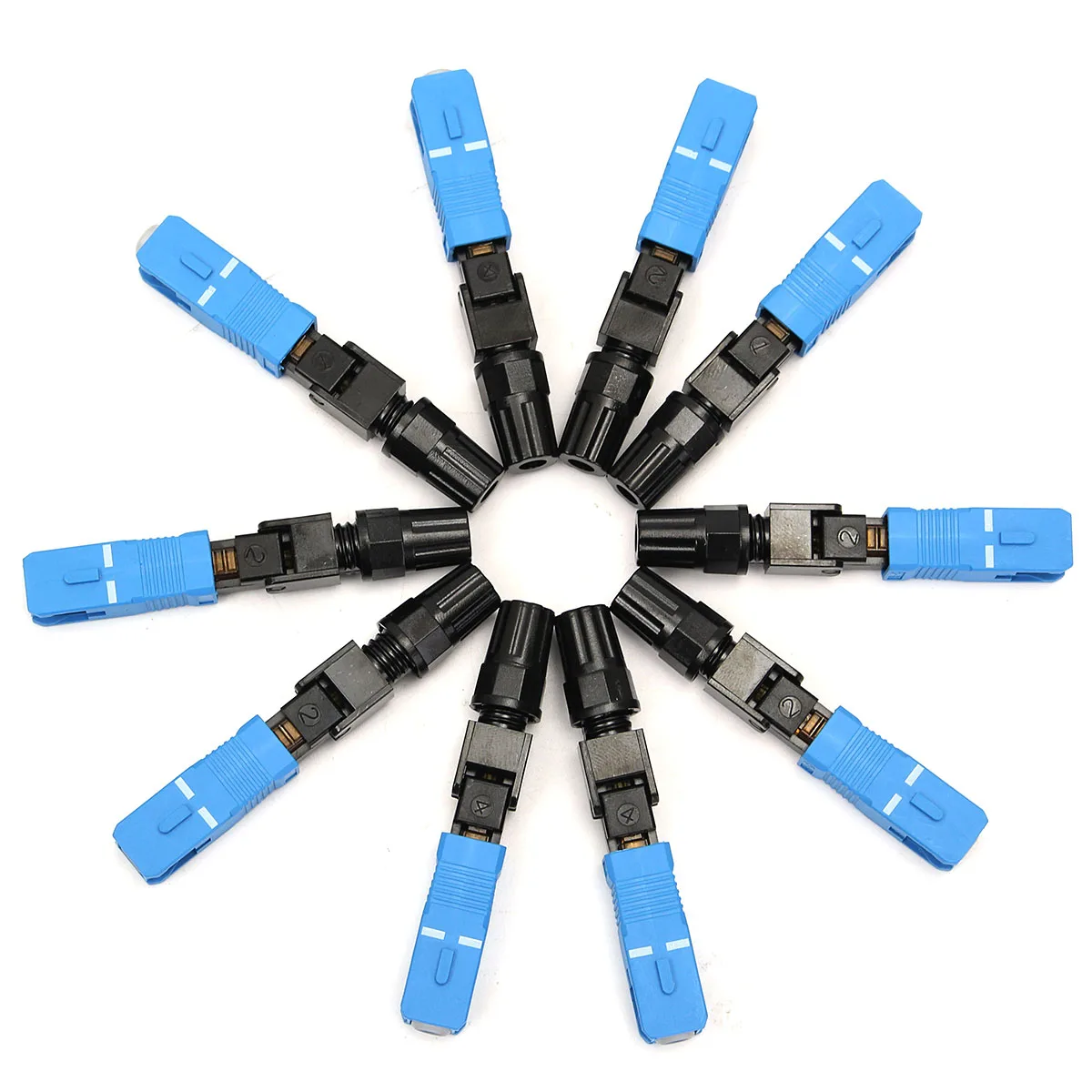 

10Pcs/Set SC-UPC-P Fiber Optic Connector Embedded Quick Connector Adapter Cold FTTH SC Single Mode UPC Fast Conector Adapter Kit