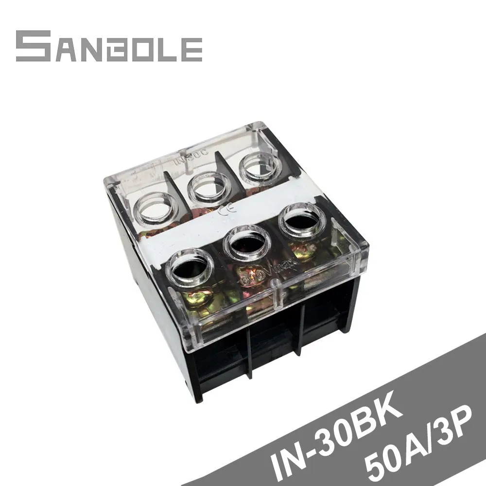 

IN-30BK Connection Terminal blocks 50A 3P DIN rail mounted European Terminale Connector Dual Row (10PCS)
