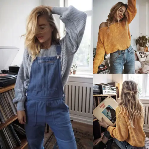 

Sweater Shirt Women Jumper Spring Oversized Sweater Long Sleeve Women Knitwear Yellow Loose Sweater Female Pullover