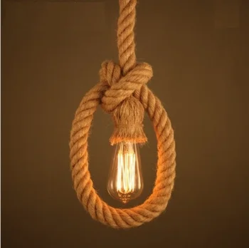 

American Edison Loft Hemp Rope Retro Pendant Light Fixtures for Dining Room Bar Hanging Lamp Industrial Suspension Lighting