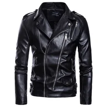 Factory Direct Brand Men's Aowofs2019 New Men's Motorcycle Leather Jacket Men's Leather Jacket Pengkla Chain Motorcycle Leather