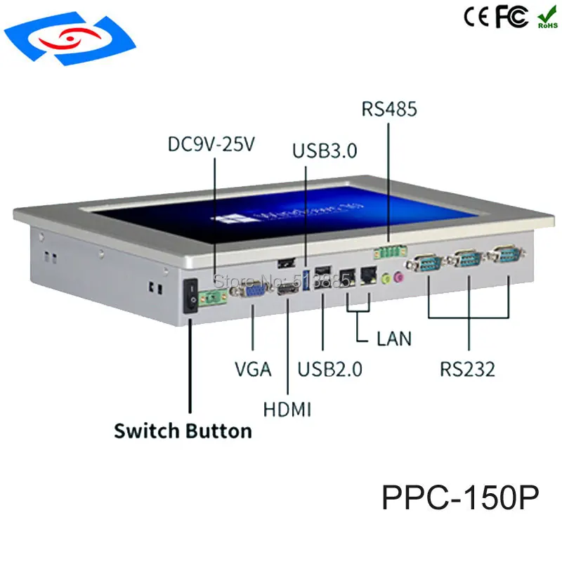 

2019 New Arrival 15" industrial Touch panel PC with 4G ram memory intel celeron j1900 processor Quad core tablet pc