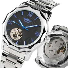 WINNER Men Automatic Watches Top Luxury Brand Man Classic Stainless Steel Self Wind Skeleton Mechanical Watch Fashion Male Clock binssaw men stainless steel watches mechanical wristwatches automatic self wind complete calendar water resistant clock brand