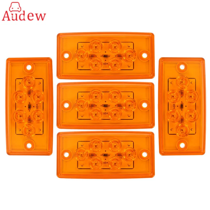 

5pcs LED Cab Roof Top Clearance Marker Running Light Assembly 6LED Car Side Light For Freightliner