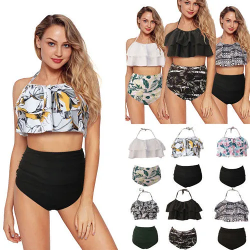 

Padded Bra Bikini Set Swimsuit Women Summer Hot Ladies Flower Print Bandage Bandage Push-up Triangle Swimwear Bathing