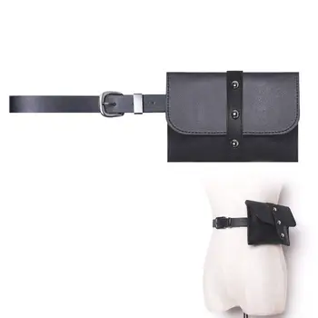 

TFTP-Women Leather Vertical Rivets Fanny Pack,Removable Belt With MINI Purse Travel Cell Phone Bag