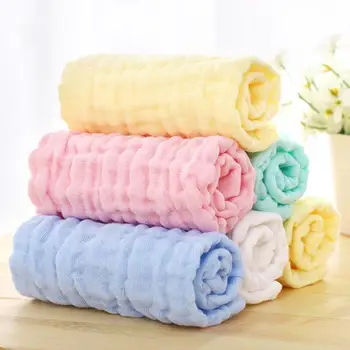 

6 Loaded Cotton Six-layer Gauze Pleated Square Towel Infant Special Antibacterial Saliva Towel Wash Towel Children Towel