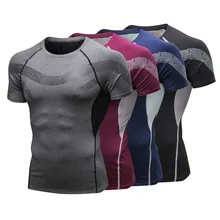 Новинка года Спортивная футболка для мужчин повседневное спортивный топ принт тренажерный зал Футболка лето Спортивная, с коротким рукавом рубашка обучение марафон Топ для мужчин