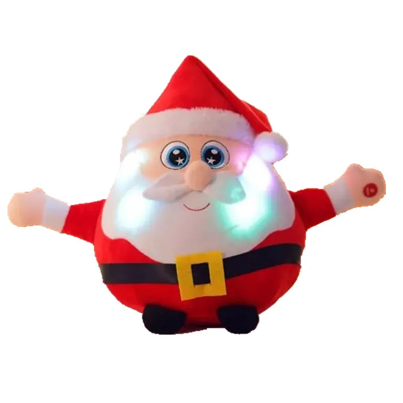

22CM Light Up LED Sing a Christmas song Colorful Glowing Luminous Plush Santa Claus Stuffed Doll Toys Lovely Gifts for Kids