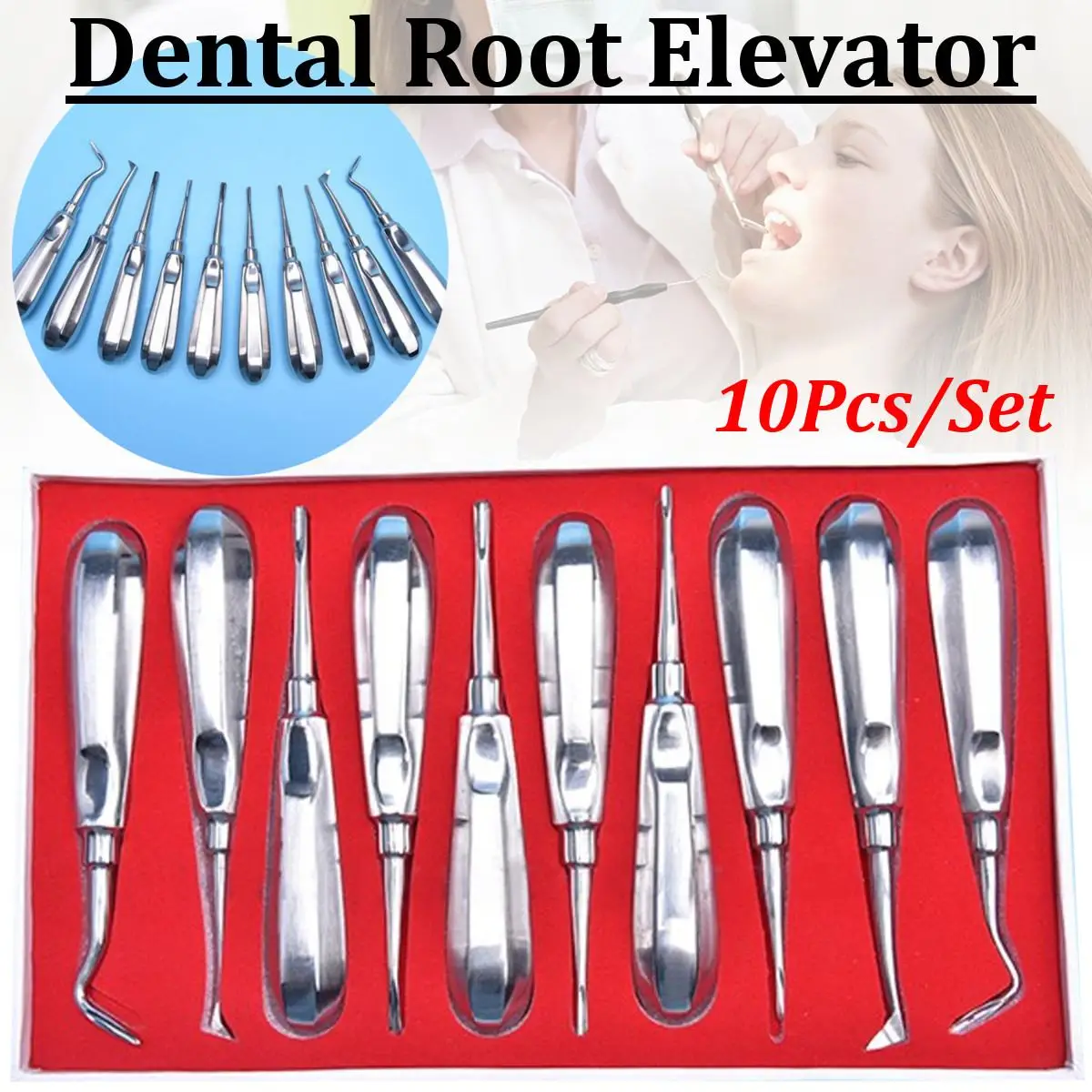 10Pcs Dental elevator Stainless Steel Tooth Elevator Dentist Tools