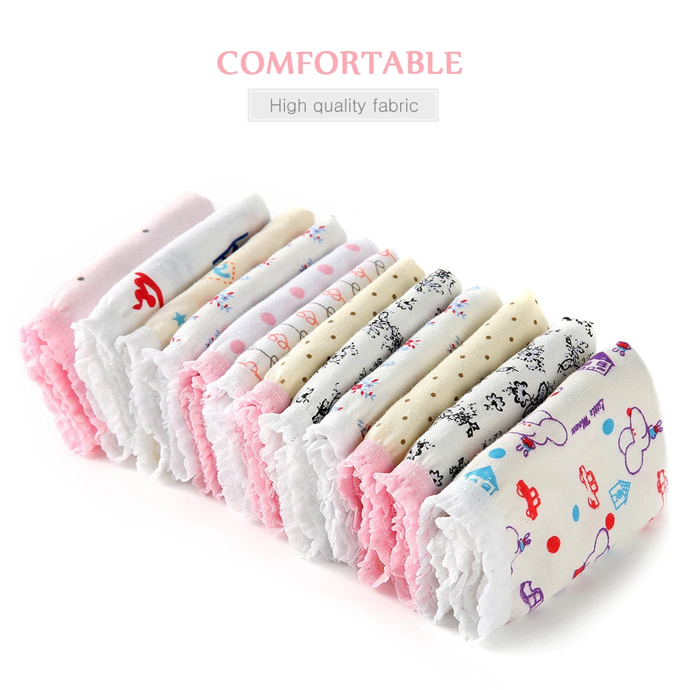 12 Pcs/lot 100% Organic Cotton Girls Briefs Shorts Panties Baby Underwear  High Quality Kids Briefs For Children's Clothes 0-11 Y