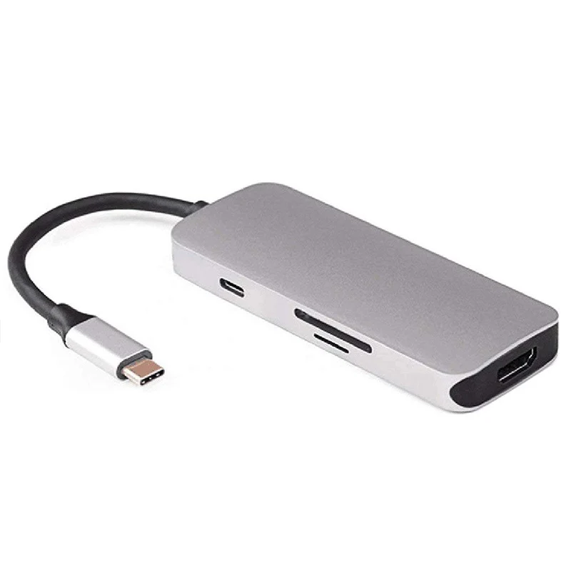 

USB-C Dock to HDMI and 3 Ports HUB and TF SD Card Reader and Charged Multiport Adapter