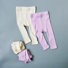 Цельное нижнее белье из чистого хлопка для новорожденной женщины, Детские эластичные брюки, штаны для детей от 0 до 2 лет