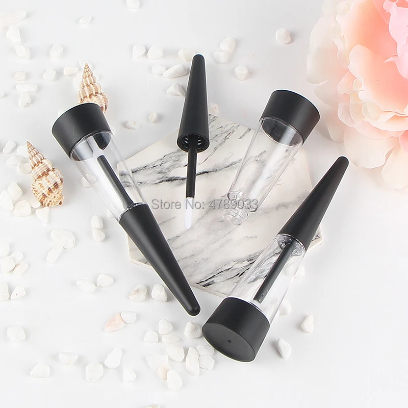 

20/50pcs 3.9ml Triangle Shape Lip Gloss Tube Clear Lipbalm Pipe Shell with Black cover DIY Empty Cosmetic Refillable Container