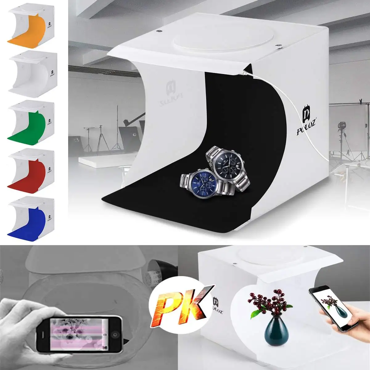 

Mini Led Photo Studio Box Photography Boxes Portable Photography Backdrop LED Light Room Tent Kit Mini Room With 6 Backdrops