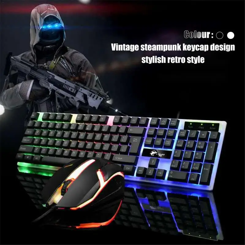 

Wired USB Lighting Game Mouse Keyboard Computer Mechanical Feel Backlit Keyboard Mouse Set Gaming Keyboard clavier gamer