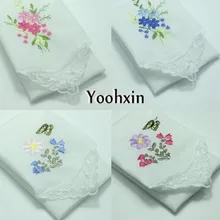 6 шт./партия, 30 см, популярный белый Хлопковый вышитый носовой платок в стиле ретро, квадратное полотенце, для женщин, для детей, кружевное, рождественское, Дамское, Hanky, свадебный подарок