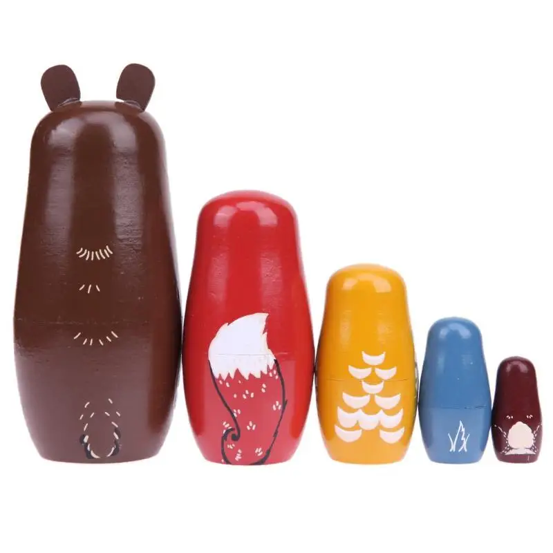New Wooden Matryoshka Dolls Toys Kids Bear Ear Russian Nesting Dolls Children Birthday Gifts Handmade W