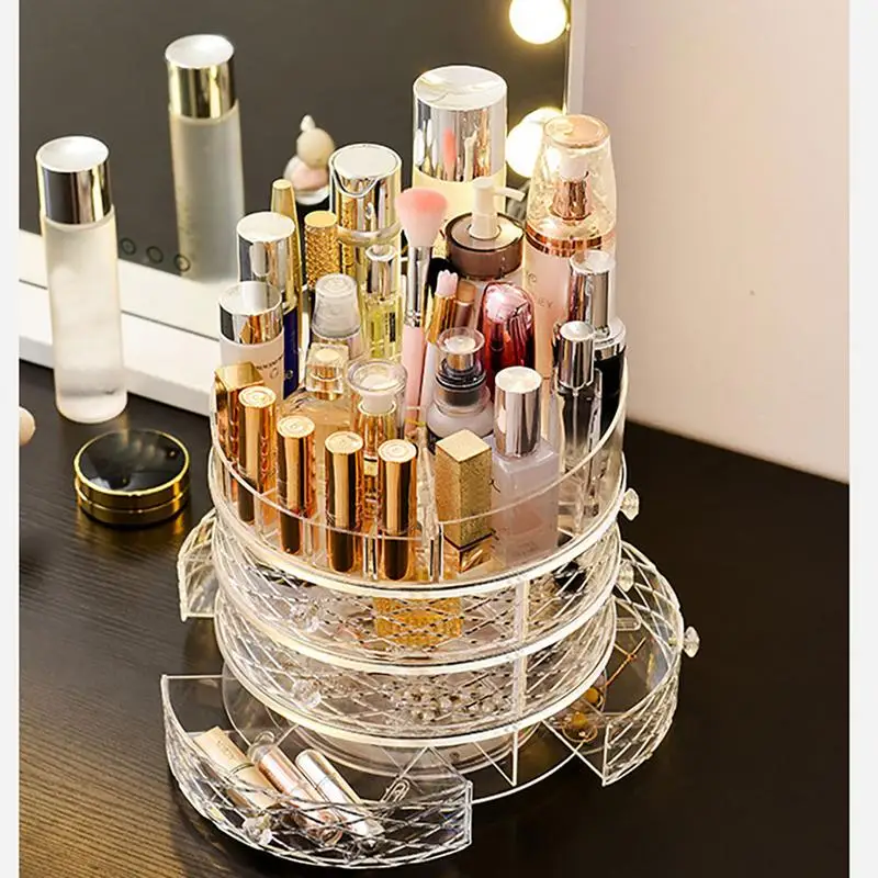 

Round Transparent Nail Polish Cosmetic Storage Display Holder 360 Degree Rotating Nail Polish Cosmetic Storage Display Tools