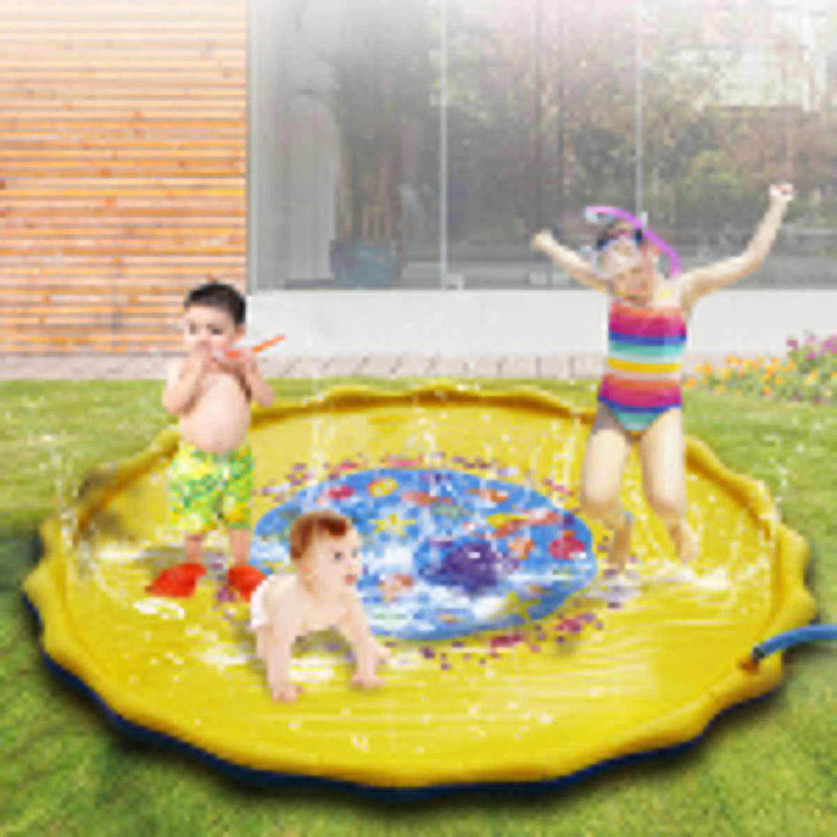 

Summer Outdoor Beach Sprinkle Mat 170CM Inflatable Splash Play Mat Water Spray Play Kids Baby Children Water Fun Pool Accessory