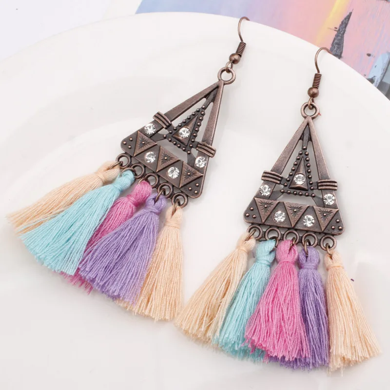 Best Sellers Ornaments Restore Ancient Ways Triangle Alloy Earring European Popular Accessories Tassels Earrings Woman | Украшения и