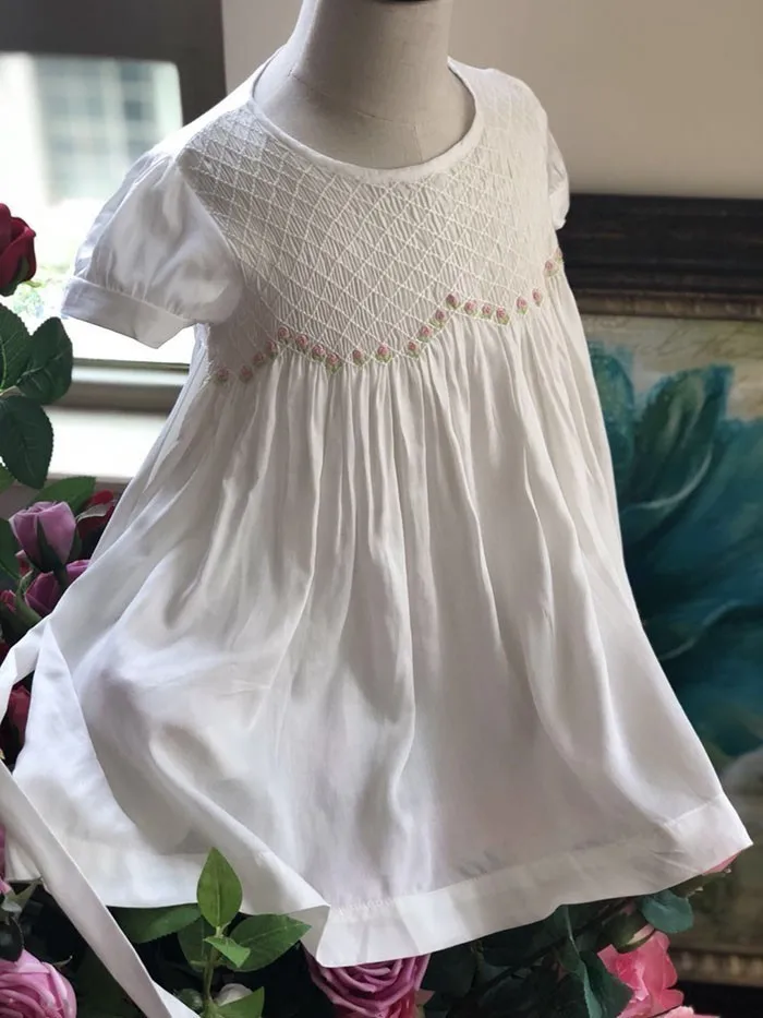 Детские жатое платье Детские платья для девочек платье из хлопка белый смокинг Одежда для маленьких девочек для платье принцессы для девочек вечерние платья