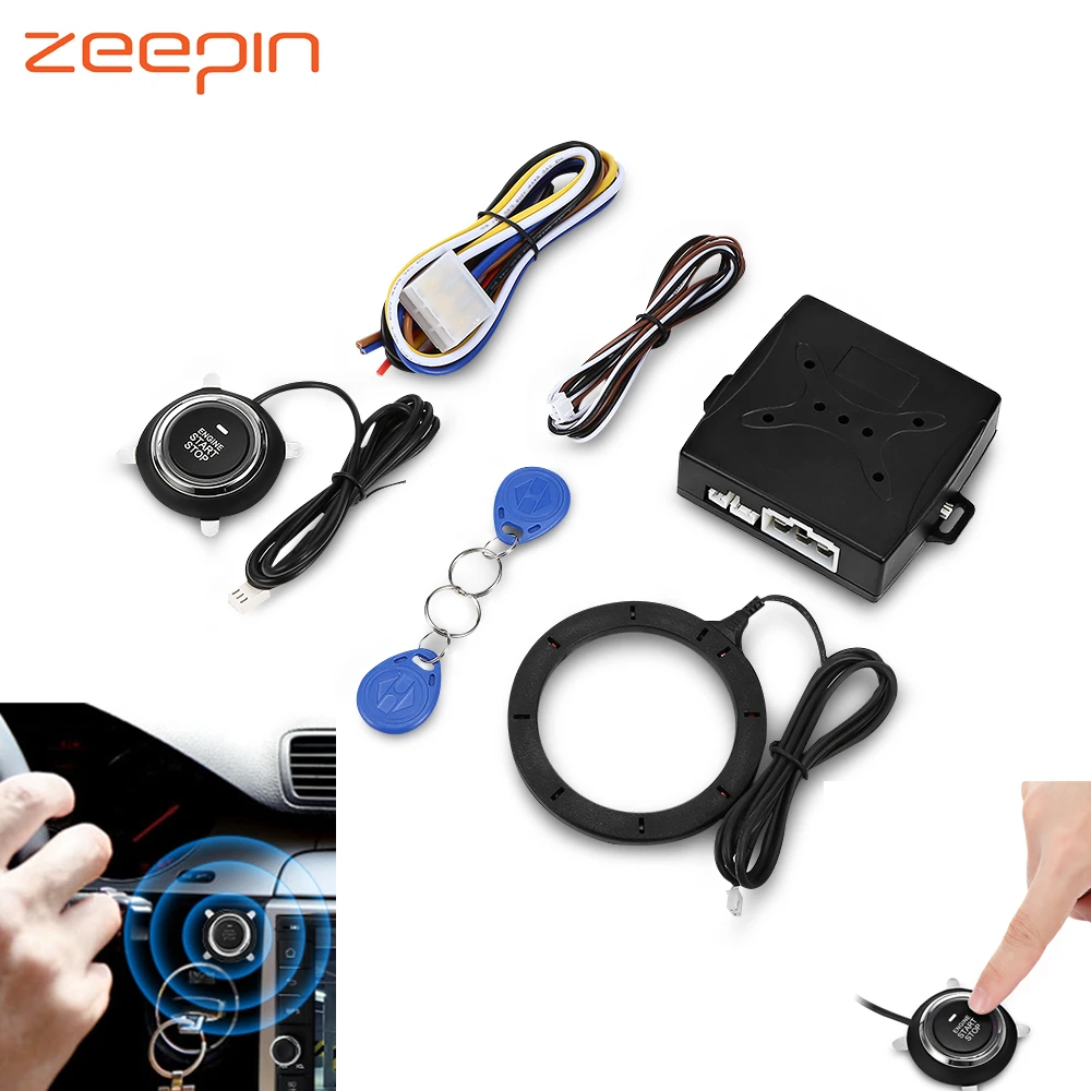 

Auto Car Alarm Engine Starline Push Button Start Stop RFID Lock Ignition Switch Keyless Entry System Starter Anti-theft System