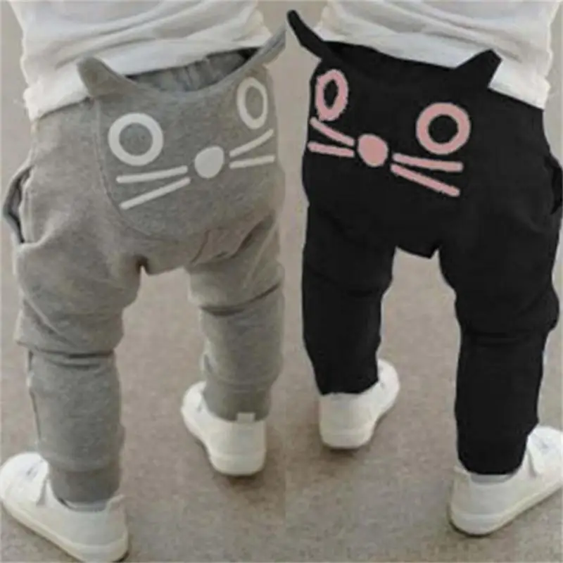Детские свободные штаны с эластичной резинкой на талии, спортивные штаны с рисунком для мальчиков и девочек, Хлопковые Штаны для малышей